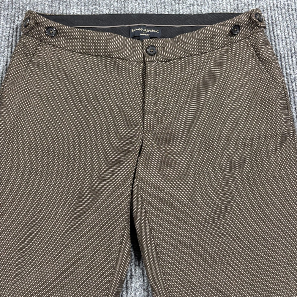 Banana Republic Martin Fit Dress Pants Women 10 Brown Textured Straight Leg - Picture 1 of 11